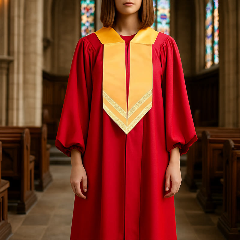 Classic Versatile 4-Color Clergy Robes with Golden V-Collar Design