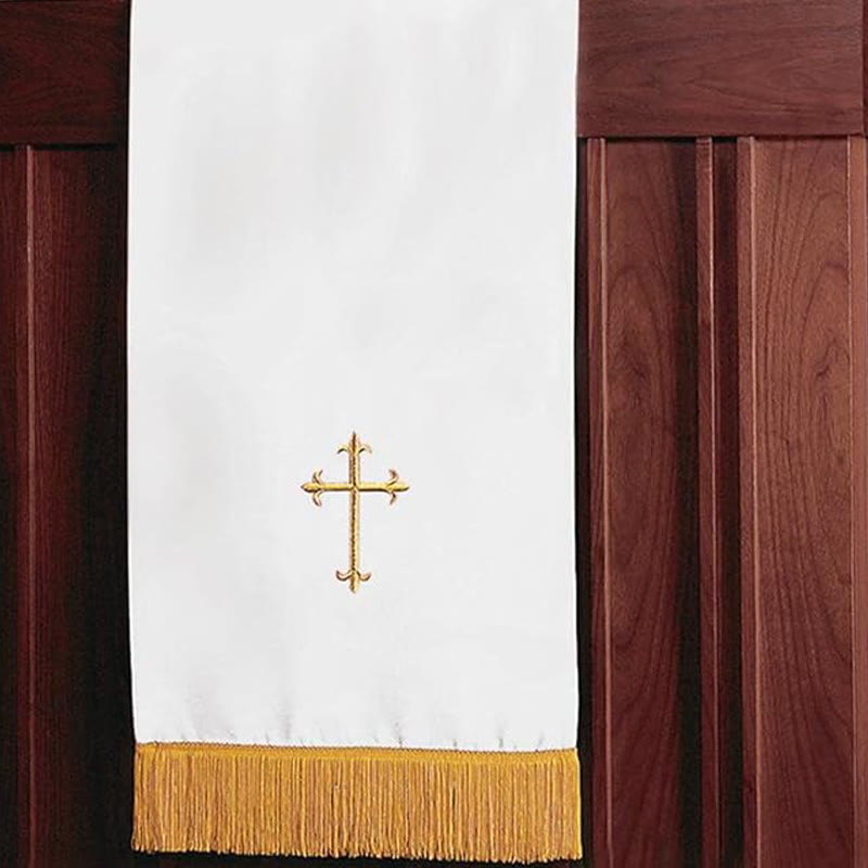 Complete Church Parament Set: Table Runner, Lectern Scarf & Bible Marker in Red and White