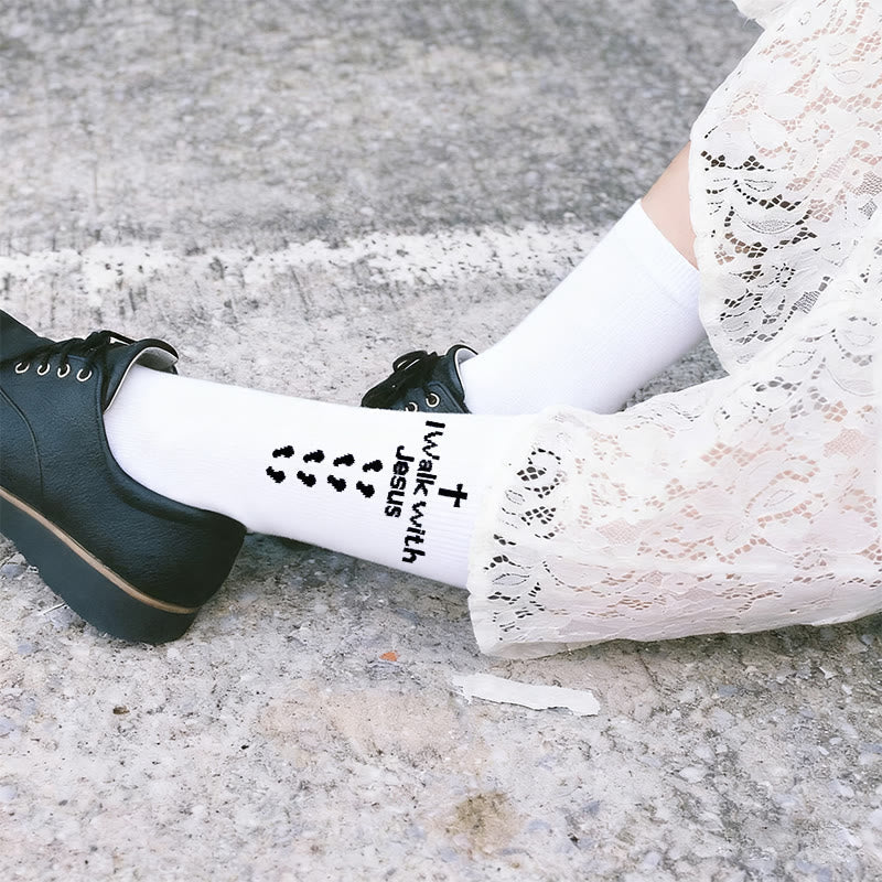Two - Color Walk with Jesus Statement Unisex Socks