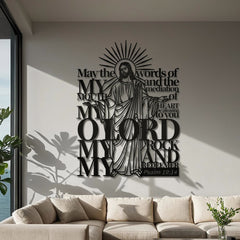 Psalm 19:14 Jesus Figure Metal Wall Decor for Religious Home