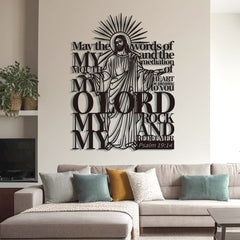 Psalm 19:14 Jesus Figure Metal Wall Decor for Religious Home