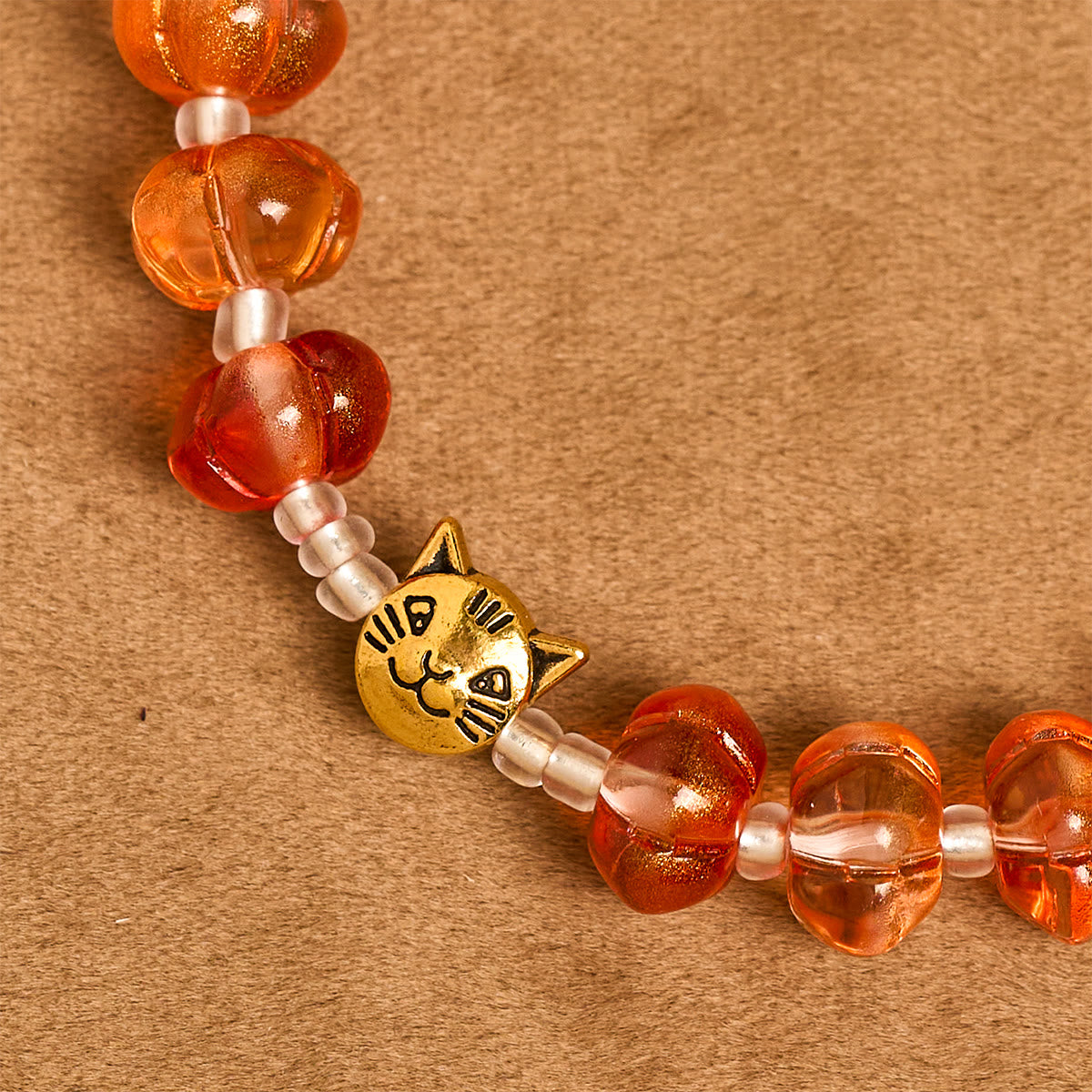 Halloween - Themed Pumpkin - Shaped Beads Rosary with Golden Crucifix