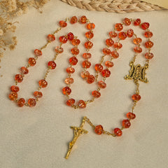 Halloween - Themed Pumpkin - Shaped Beads Rosary with Golden Crucifix