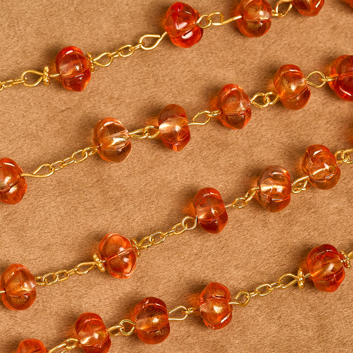 Halloween - Themed Pumpkin - Shaped Beads Rosary with Golden Crucifix