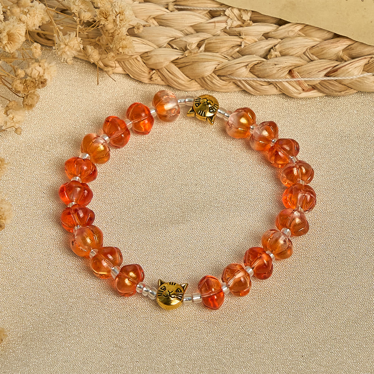 Halloween - Themed Pumpkin - Shaped Beads Rosary with Golden Crucifix