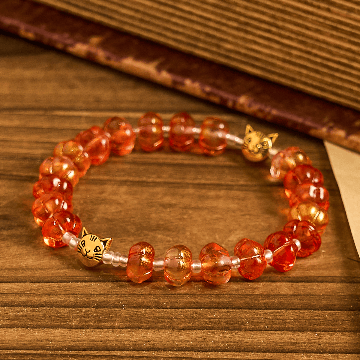 Halloween - Themed Pumpkin - Shaped Beads Rosary with Golden Crucifix