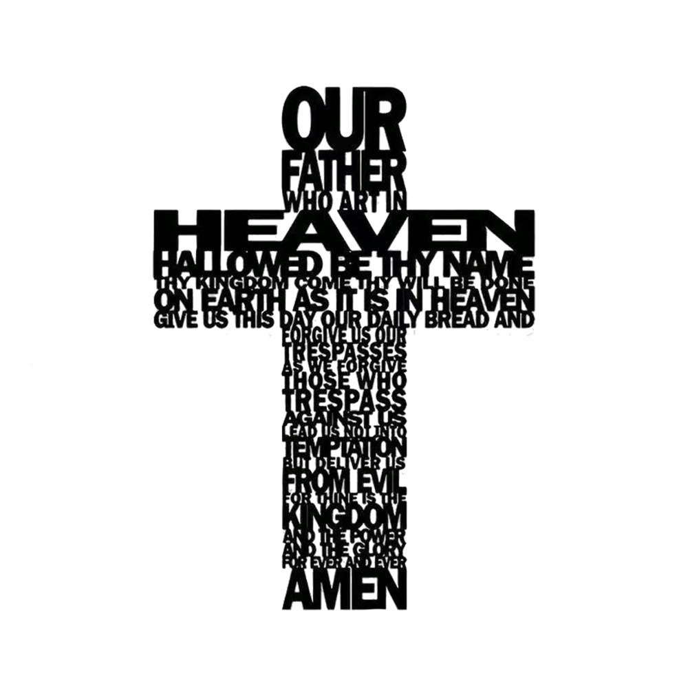 Textured Lord's Prayer Cross Metal Wall Decor with Biblical Phrases