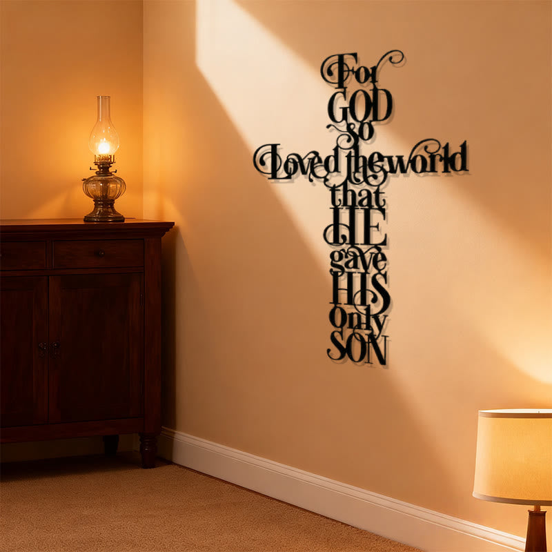 John 3:16 For God So Loved The World Cross Metal Wall Decor