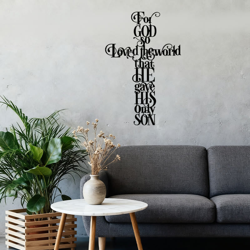 John 3:16 For God So Loved The World Cross Metal Wall Decor