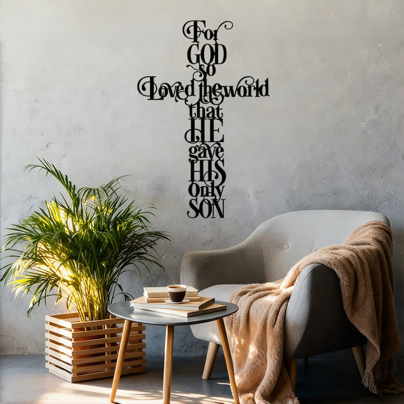 John 3:16 For God So Loved The World Cross Metal Wall Decor
