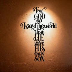 John 3:16 For God So Loved The World Cross Metal Wall Decor