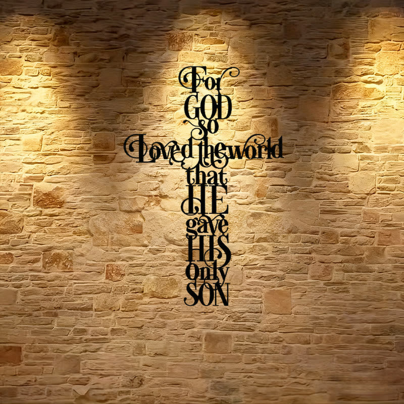 John 3:16 For God So Loved The World Cross Metal Wall Decor