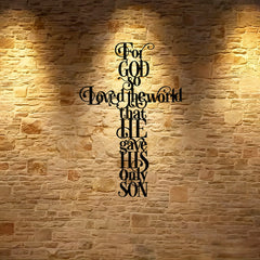 John 3:16 For God So Loved The World Cross Metal Wall Decor