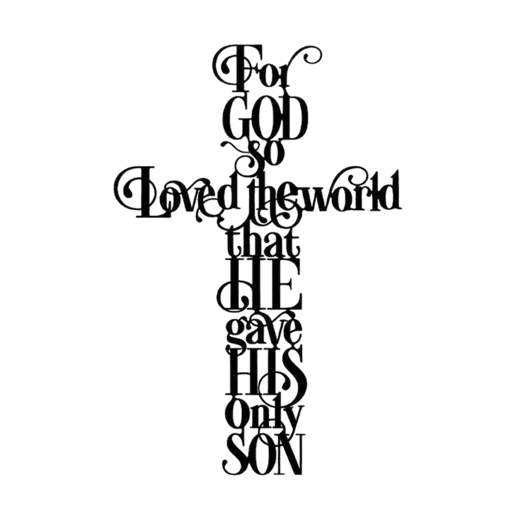 John 3:16 For God So Loved The World Cross Metal Wall Decor