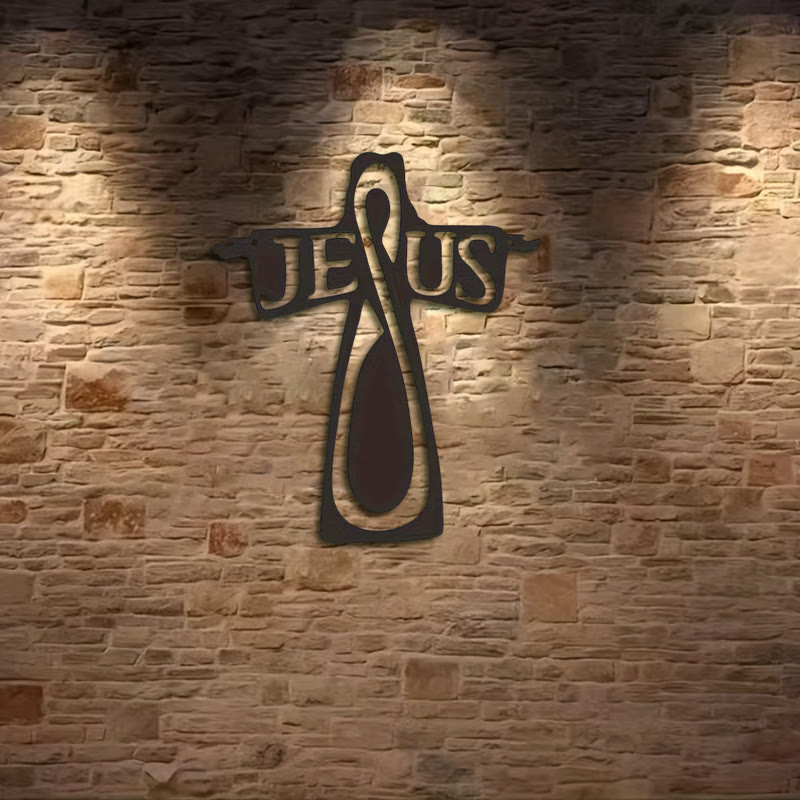 Minimalist Black Metal Jesus Cross Metal Wall Decor