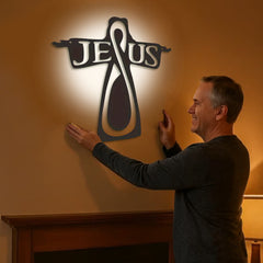 Minimalist Black Metal Jesus Cross Metal Wall Decor