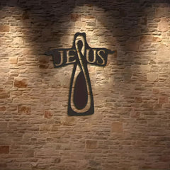 Minimalist Black Metal Jesus Cross Metal Wall Decor
