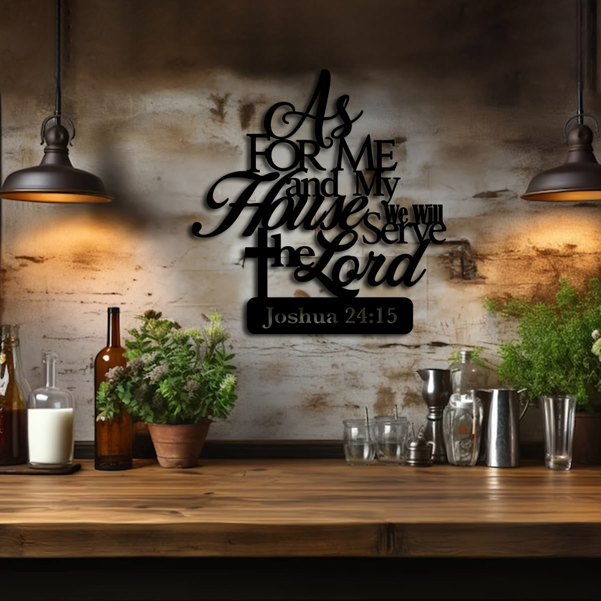 Joshua 24:15 Bible Verse Metal Wall Decor: As for Me and My House