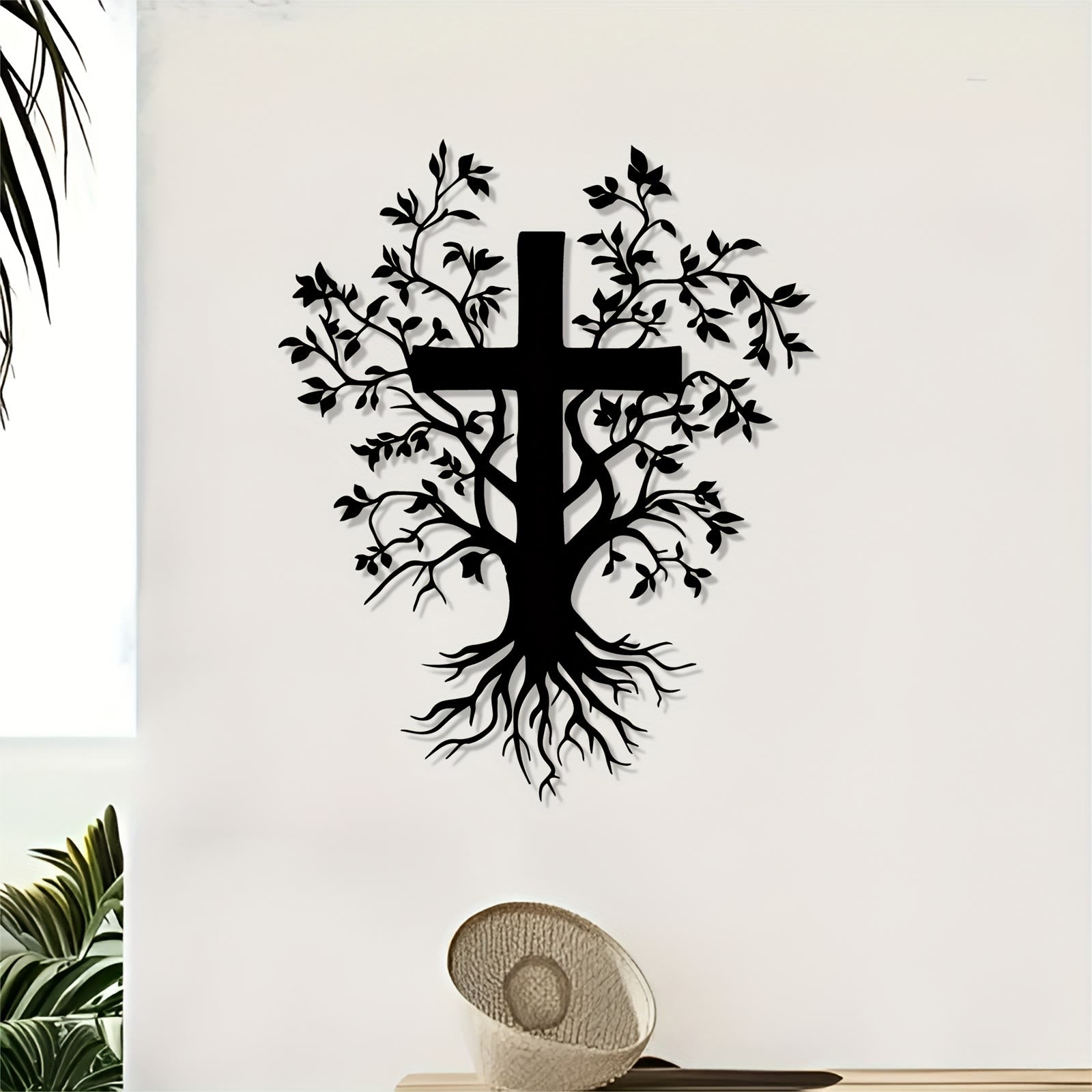Daily Faith Reminder Metal Wall Decor: Cross Tree for Spiritual Living