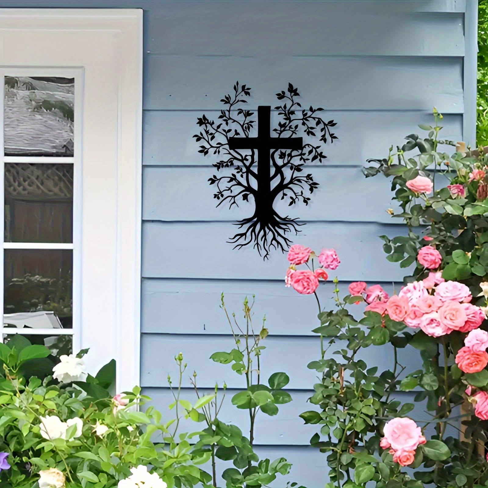 Daily Faith Reminder Metal Wall Decor: Cross Tree for Spiritual Living