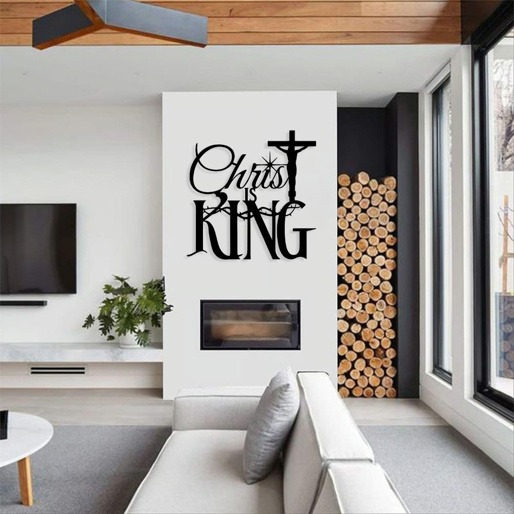 Thorn-Accent Christ Is King Metal Wall Decor: Striking Comfort with Sacred Meaning