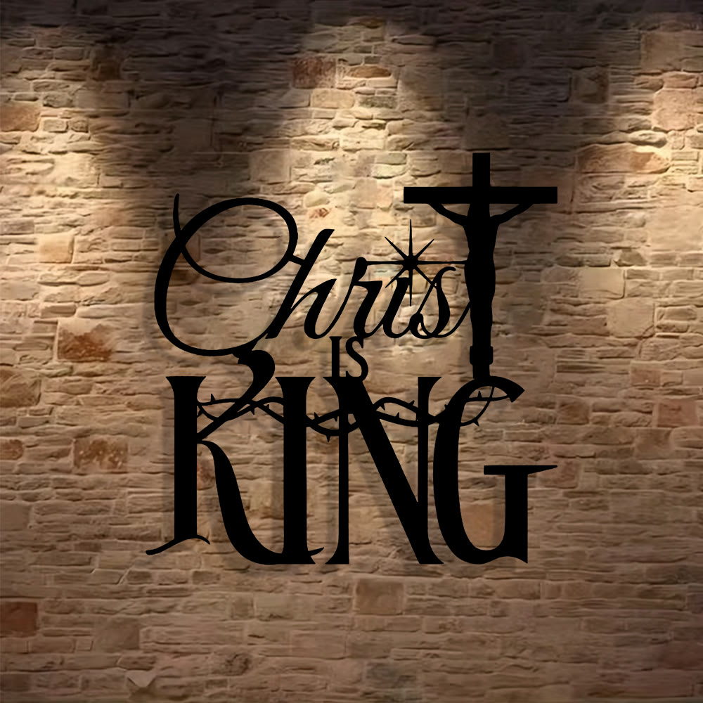 Thorn-Accent Christ Is King Metal Wall Decor: Striking Comfort with Sacred Meaning