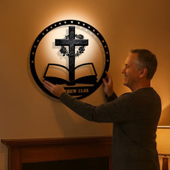 Thorn-Rose Cross & Bible Metal Wall Decor: Quiet Reminder of Rest’s Promise