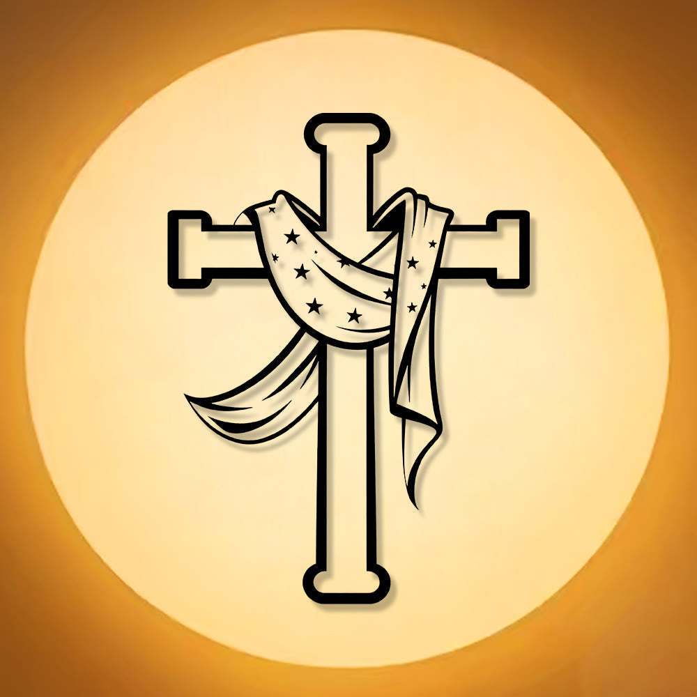 Star-Scarf Cross Metal Wall Decor: Gentle Companion of Divine Grace
