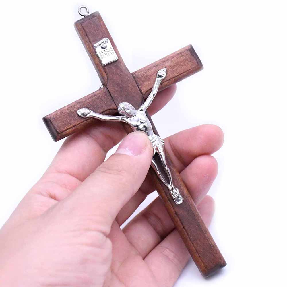 Handcrafted Wooden Crucifix Pendant – Jesus Cross Hanging Ornament