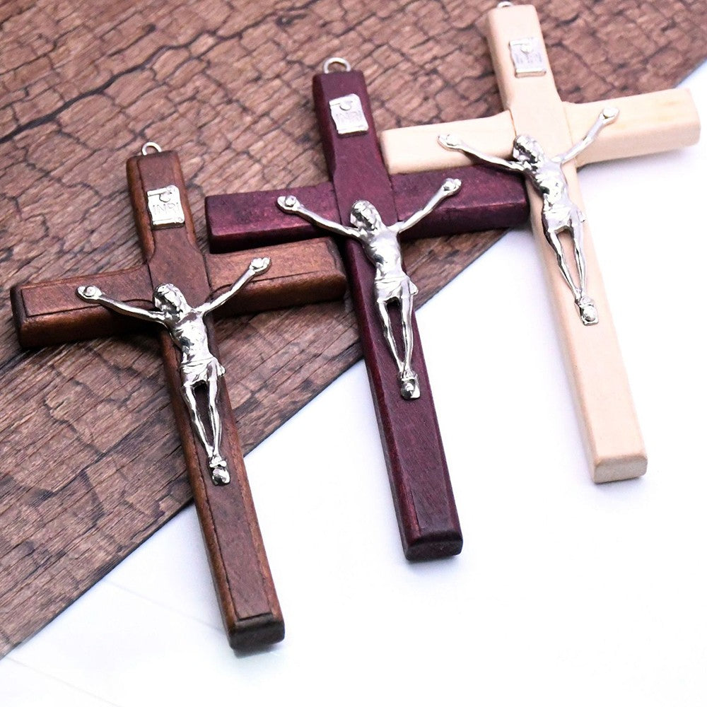 Handcrafted Wooden Crucifix Pendant – Jesus Cross Hanging Ornament