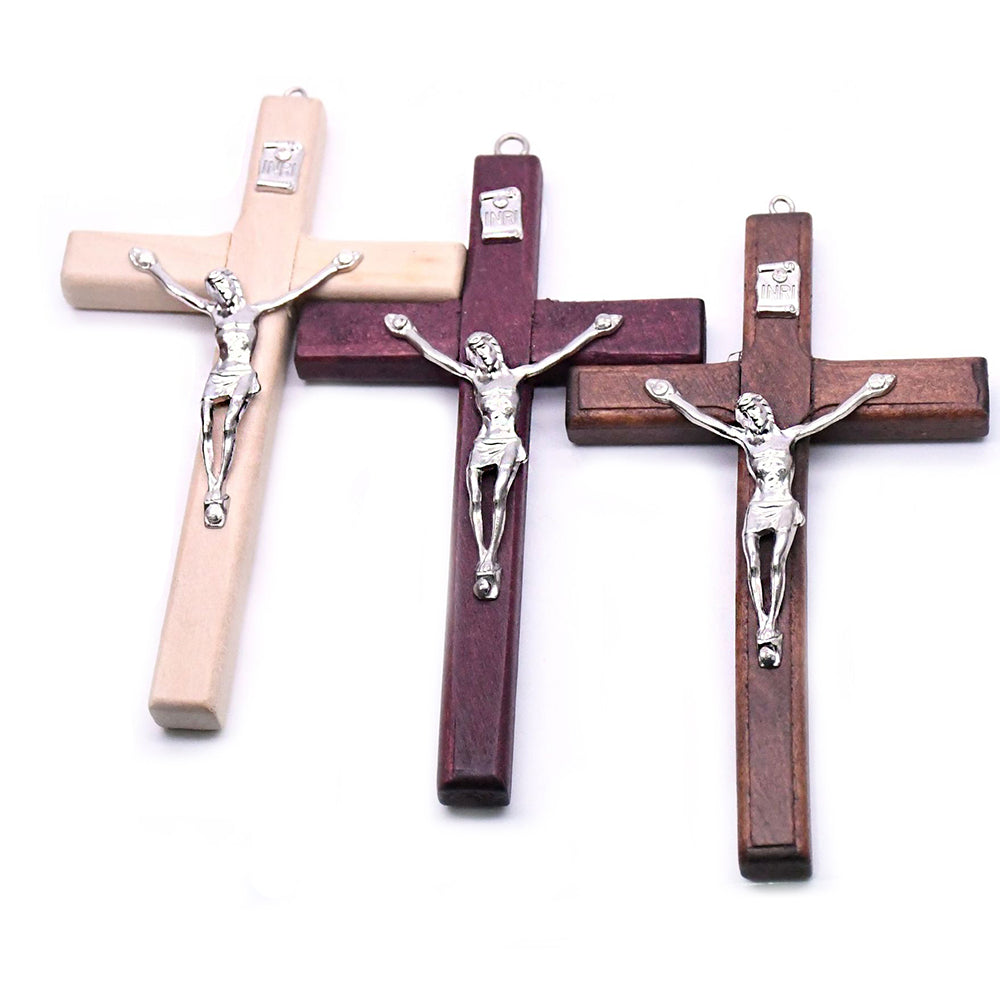 Handcrafted Wooden Crucifix Pendant – Jesus Cross Hanging Ornament
