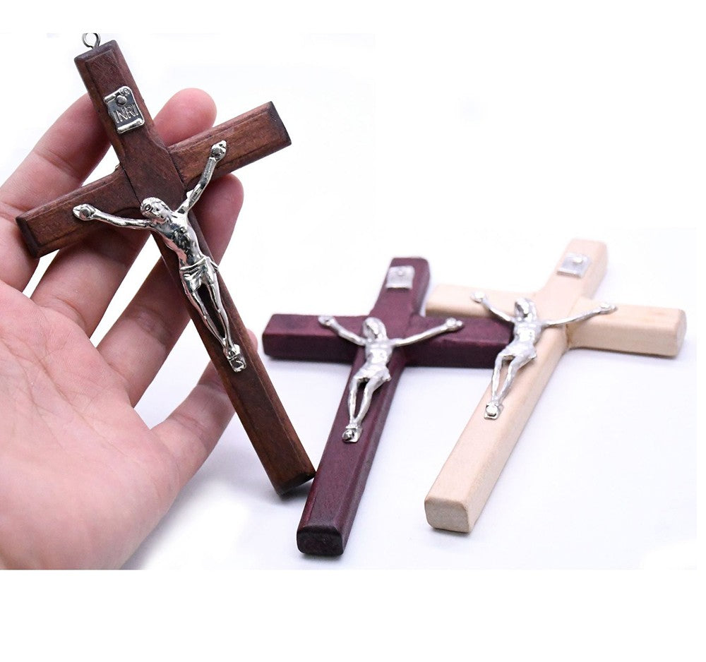 Handcrafted Wooden Crucifix Pendant – Jesus Cross Hanging Ornament