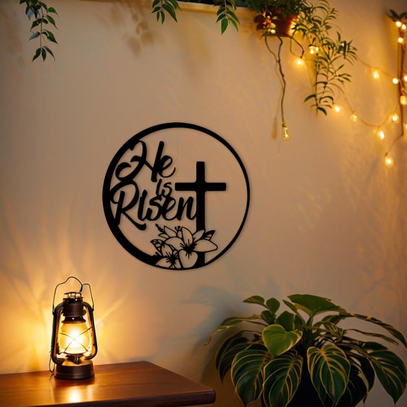 He Is Risen Easter Metal Wall Decor: Resurrection Hope in Spaces