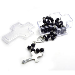 Black / Brown Wooden Rosary Necklace – Handcrafted Cross