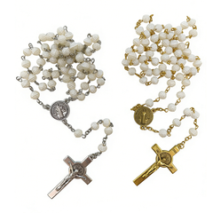 Catholic Pearl Rosary Necklace – Vintage Cross Pendant Jewelry