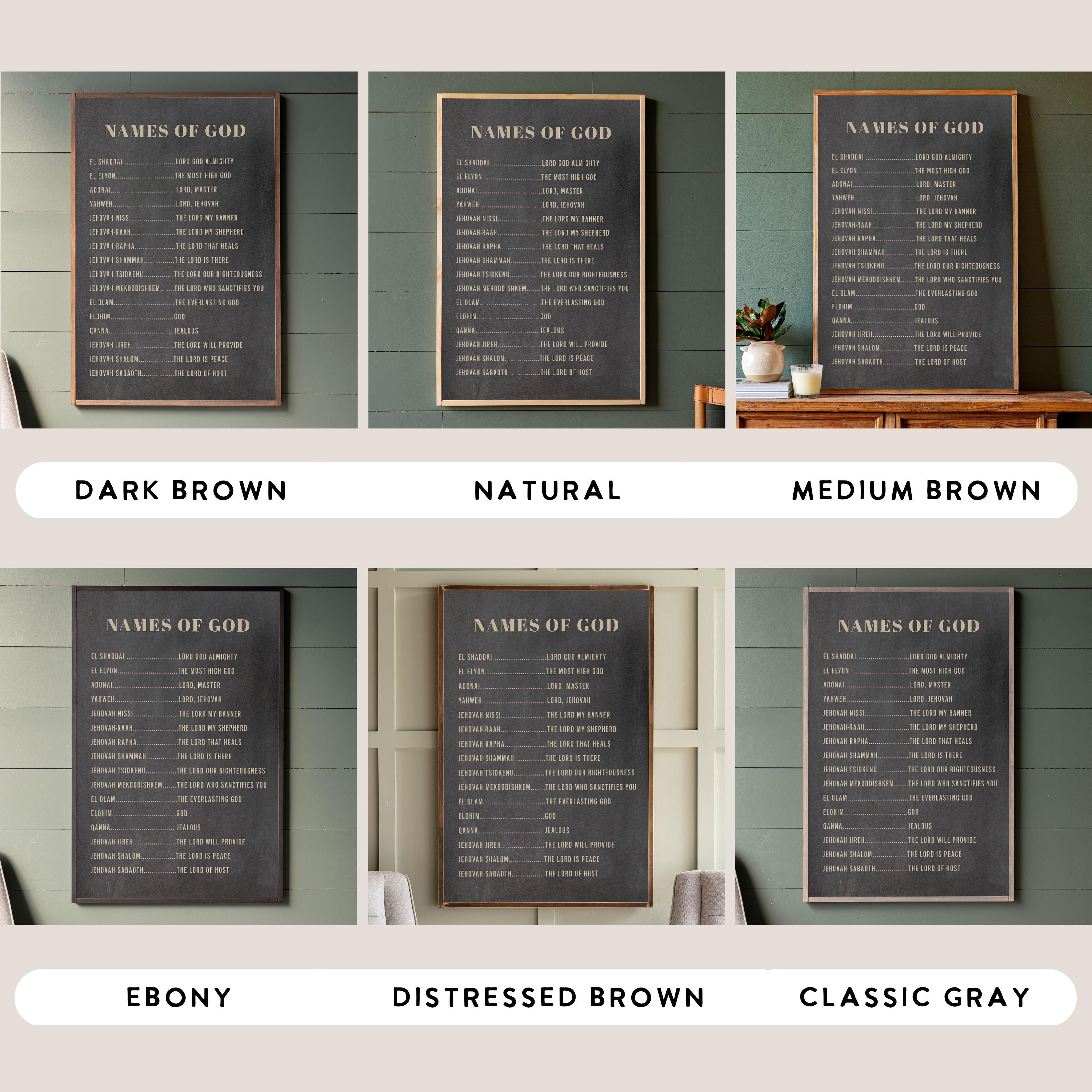 Names Of God | Framed Wooden Art