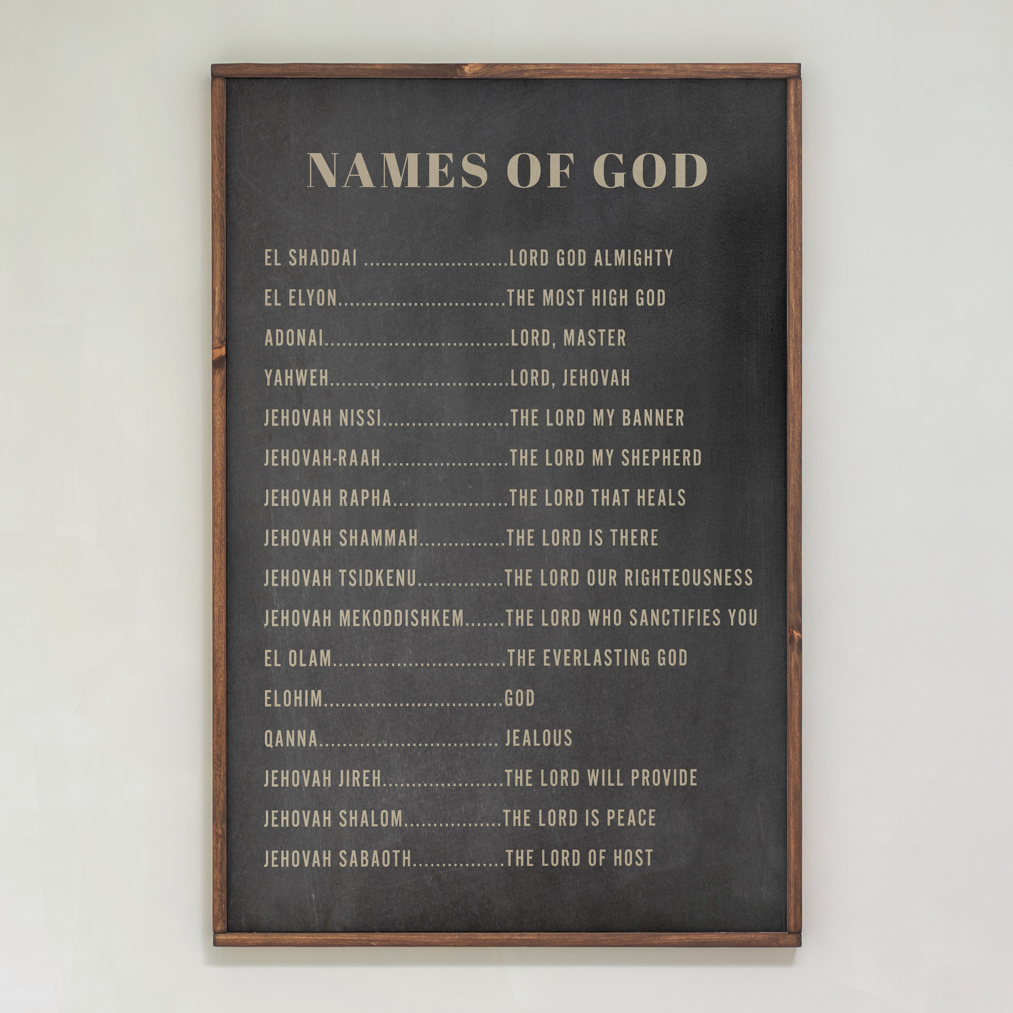 Names Of God | Framed Wooden Art