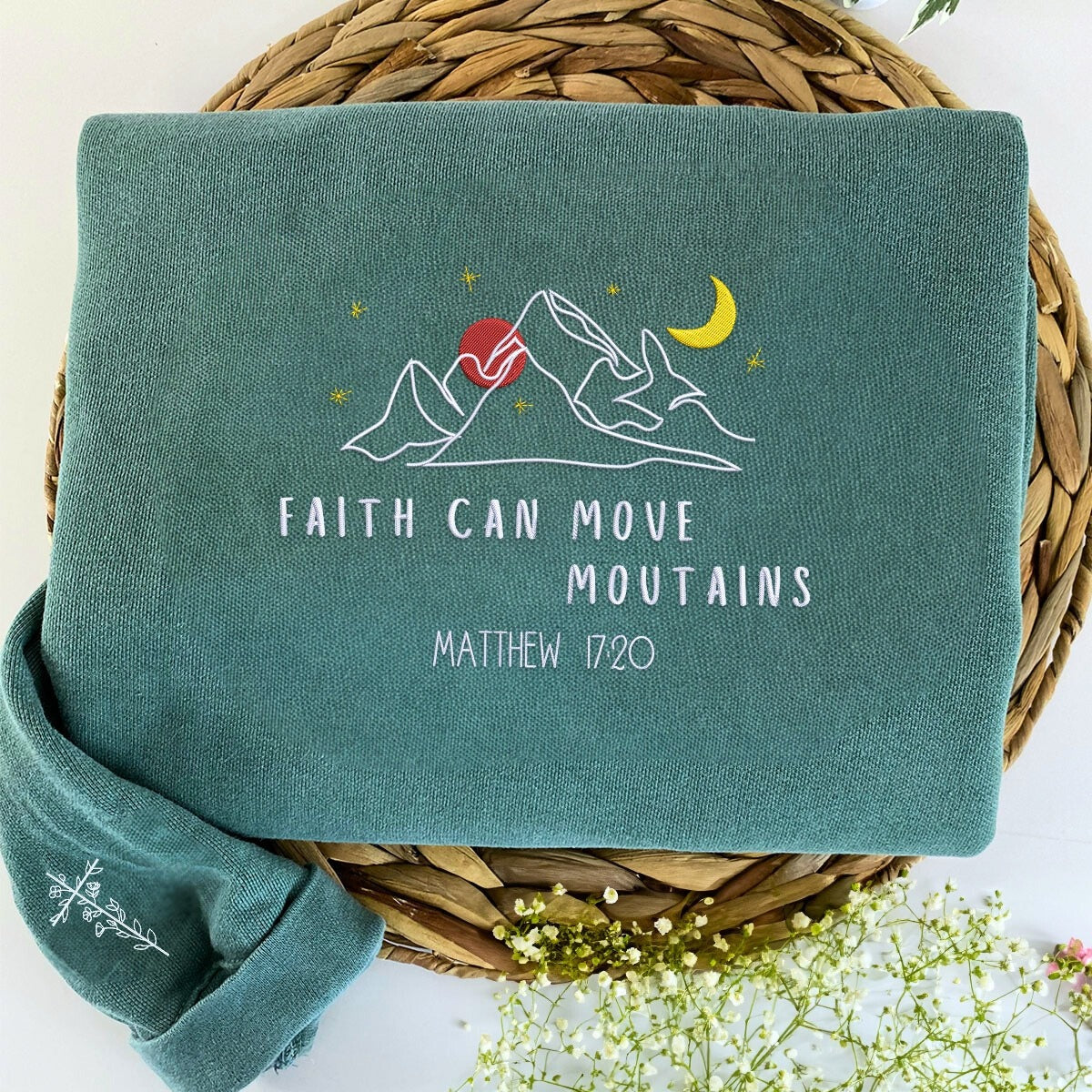 Embroidered Faith Can Move Mountains Sweatshirt