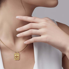 Divine Cross Dove Celestial Protection Medallion Pendant Scapular Necklace