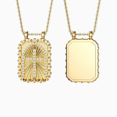 Personalized Cross Medallion Pendant Engraved Necklace
