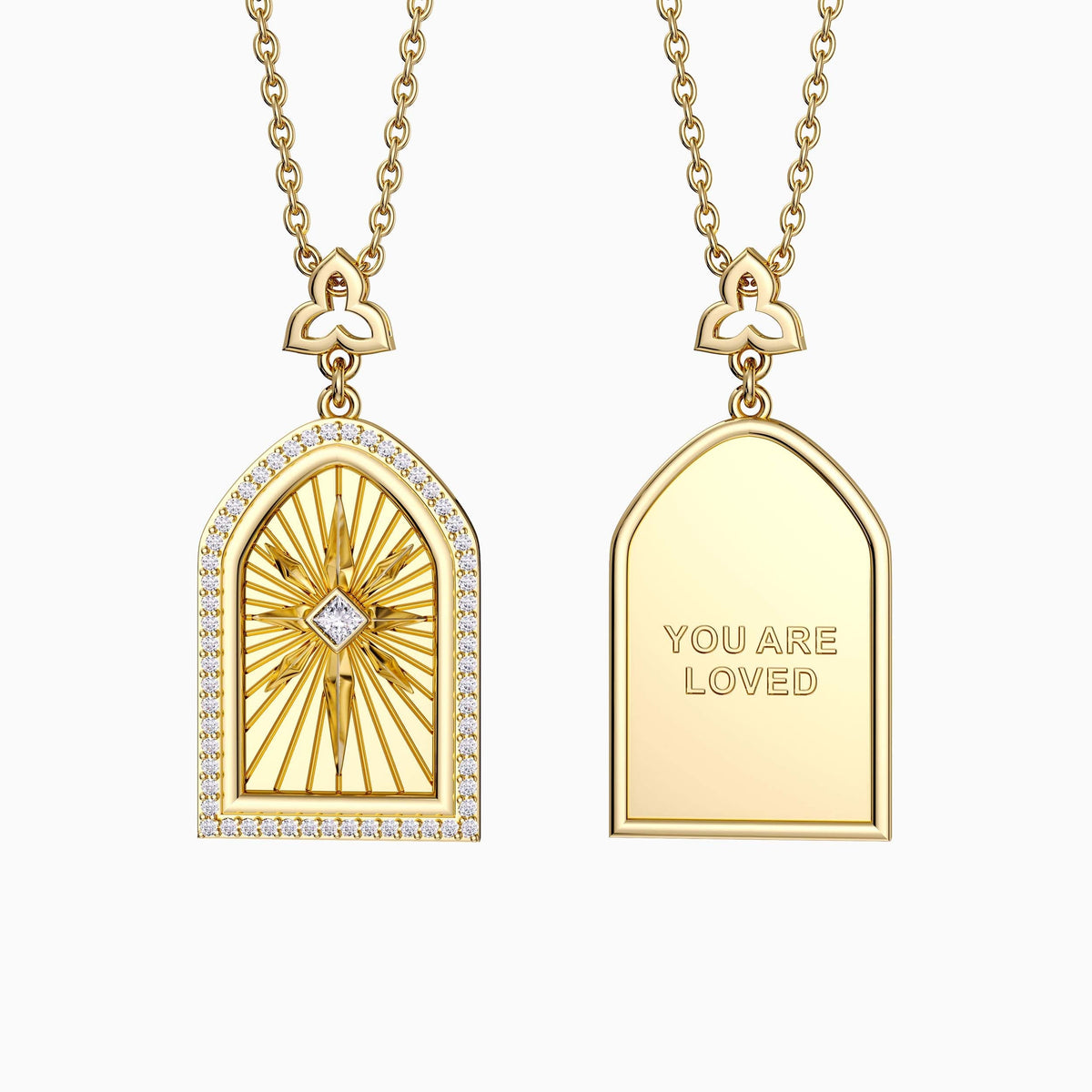You Are Loved Cross Medallion Pendant Engraved Necklace