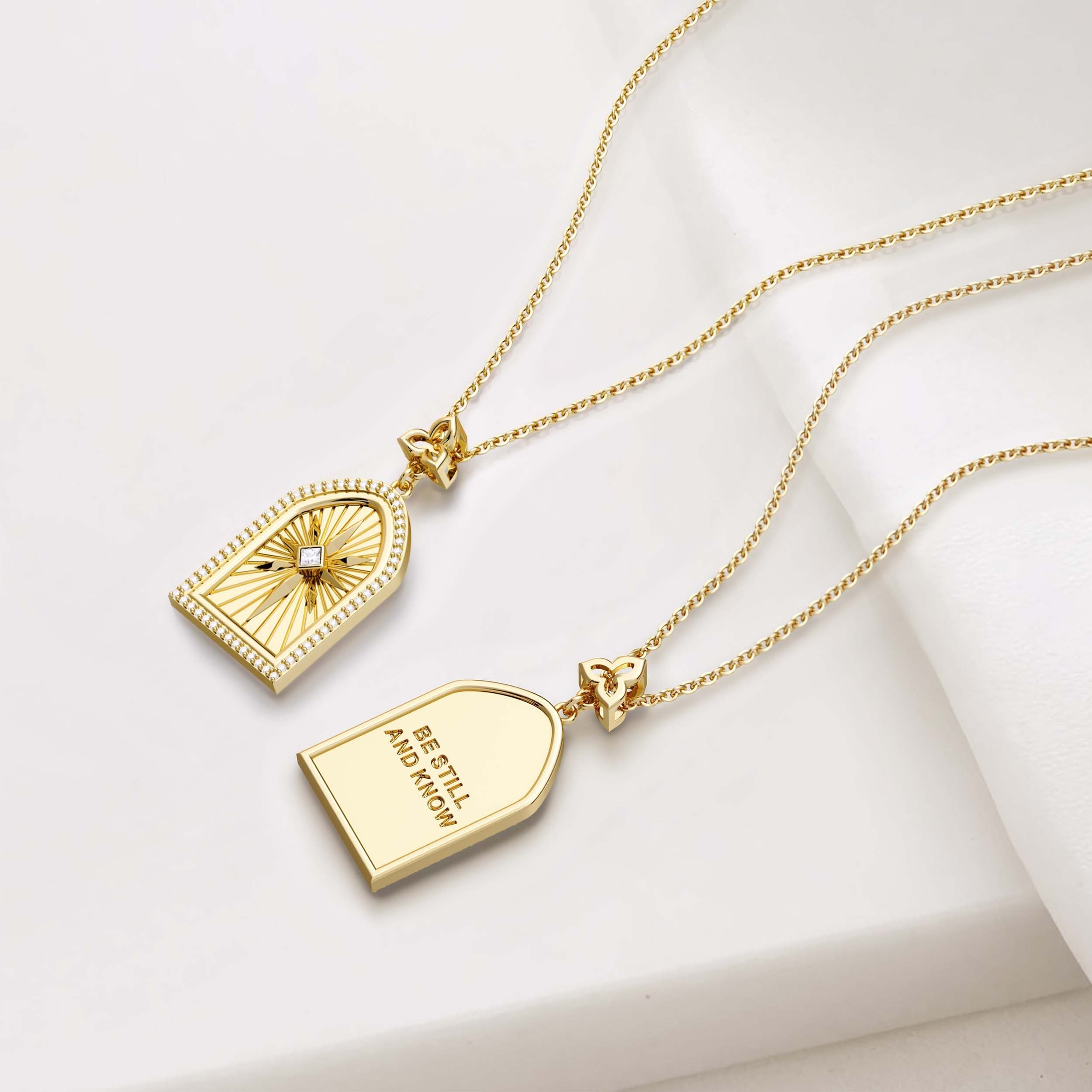 Be Still And Know Cross Medallion Pendant Engraved Necklace