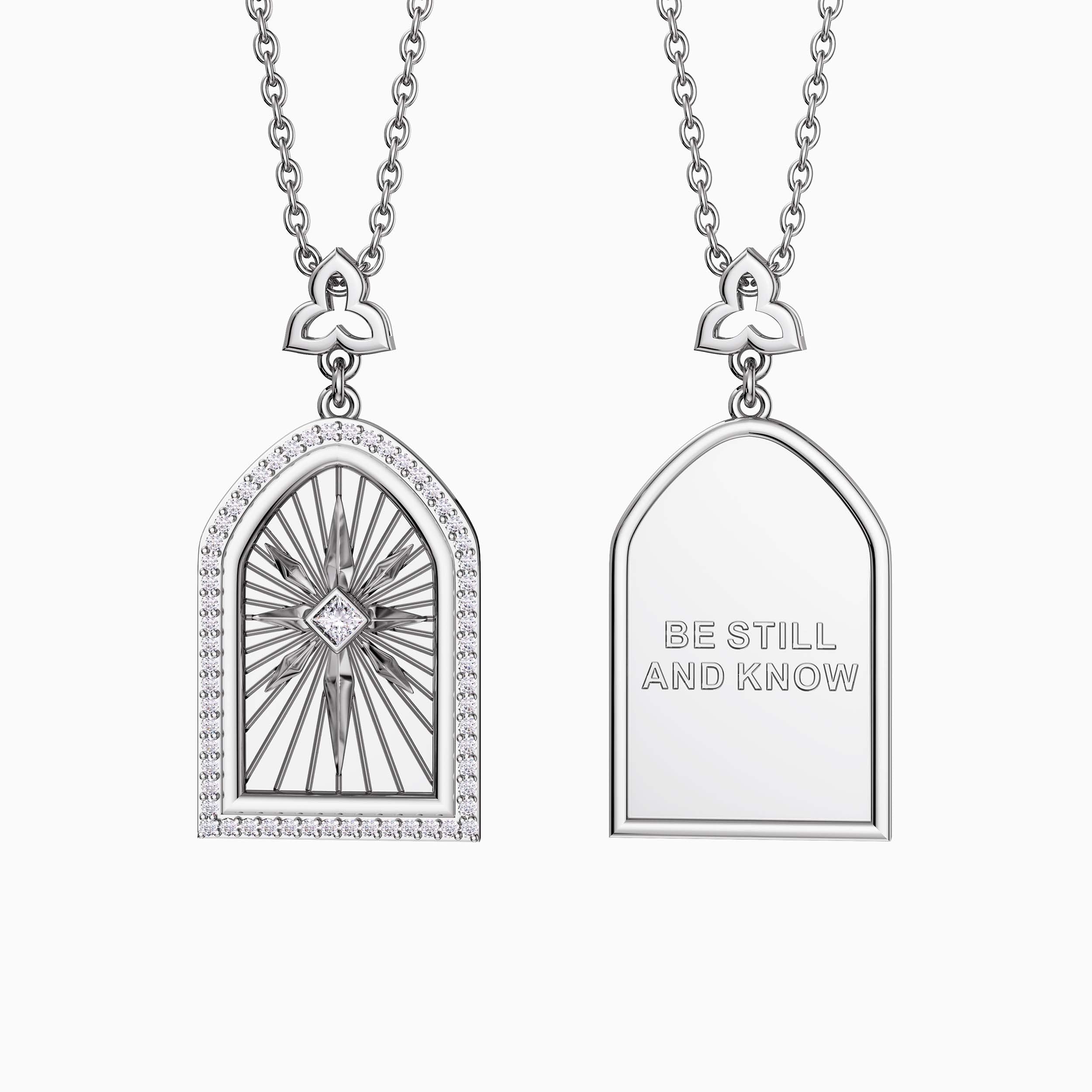 Be Still And Know Cross Medallion Pendant Engraved Necklace