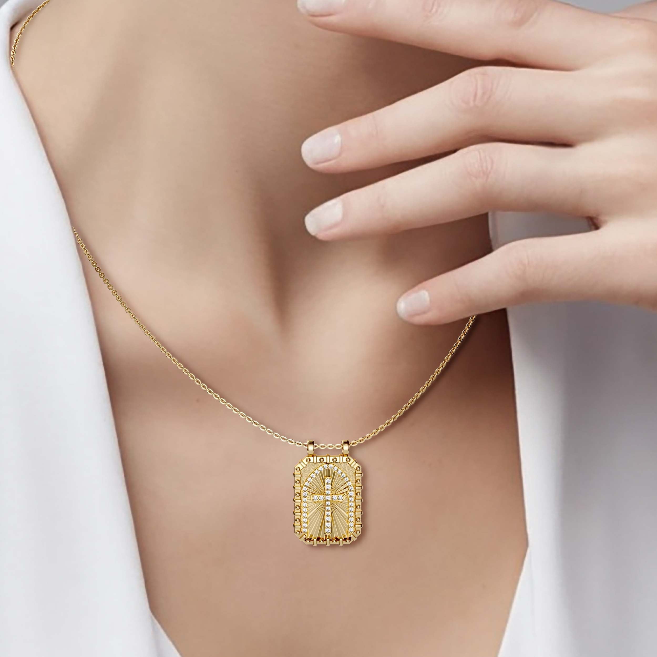 Be Anxious For Nothing Cross Medallion Pendant Engraved Necklace