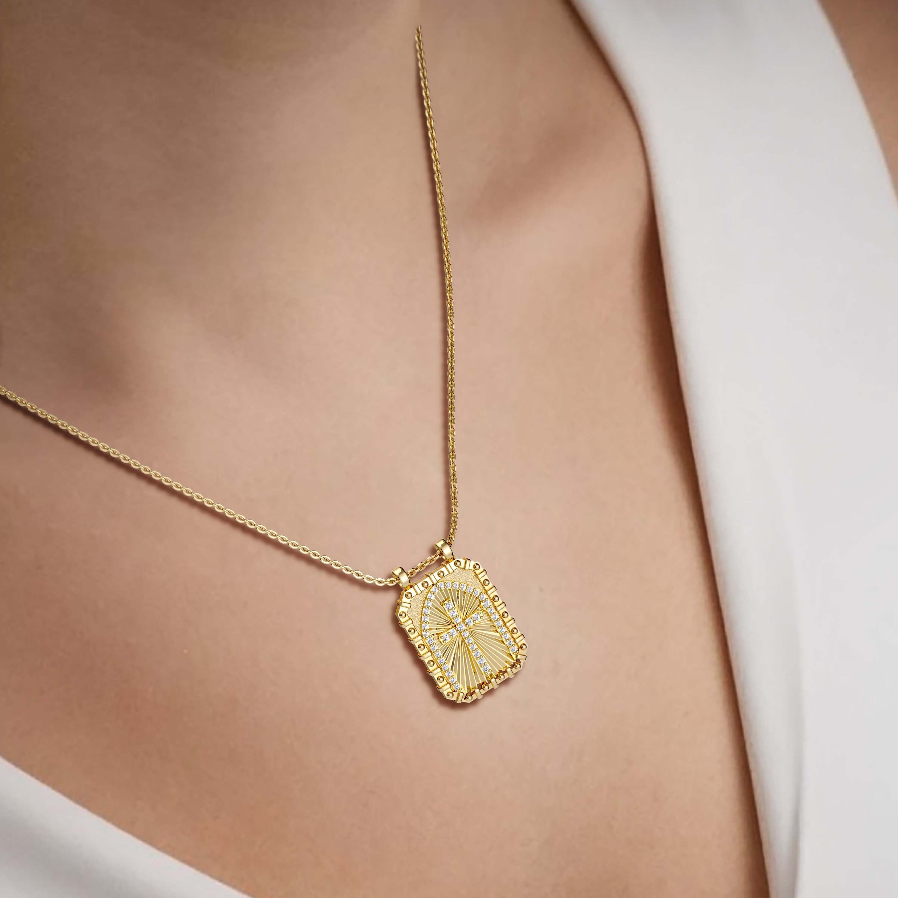 Be Anxious For Nothing Cross Medallion Pendant Engraved Necklace