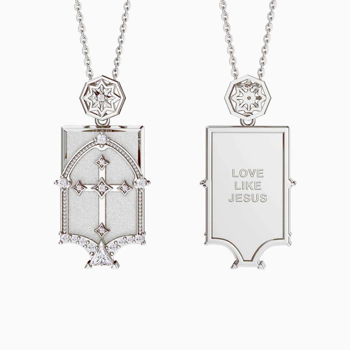 Love Like Jesus Cross Engraved Necklace