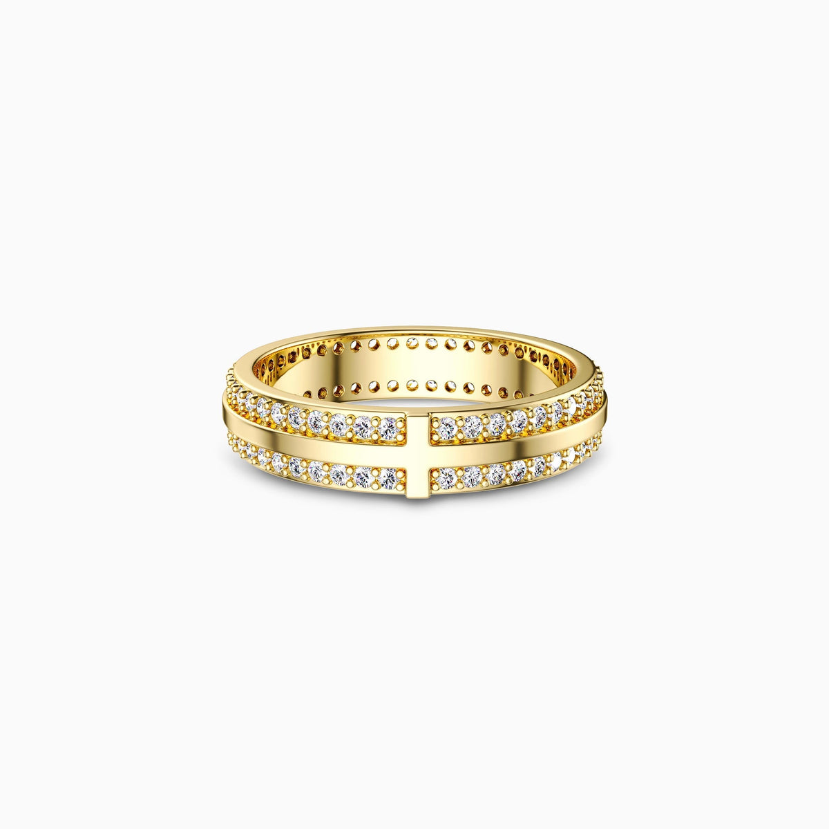 Narrow Pavé Zirconia Cross Band Ring