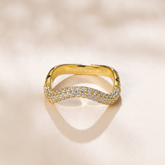 Personalized Pavé Wavy Enamel Statement Stacking Ring