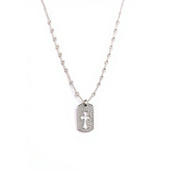 Sterling Silver Cross Pendant Necklace with Moissanite Accents