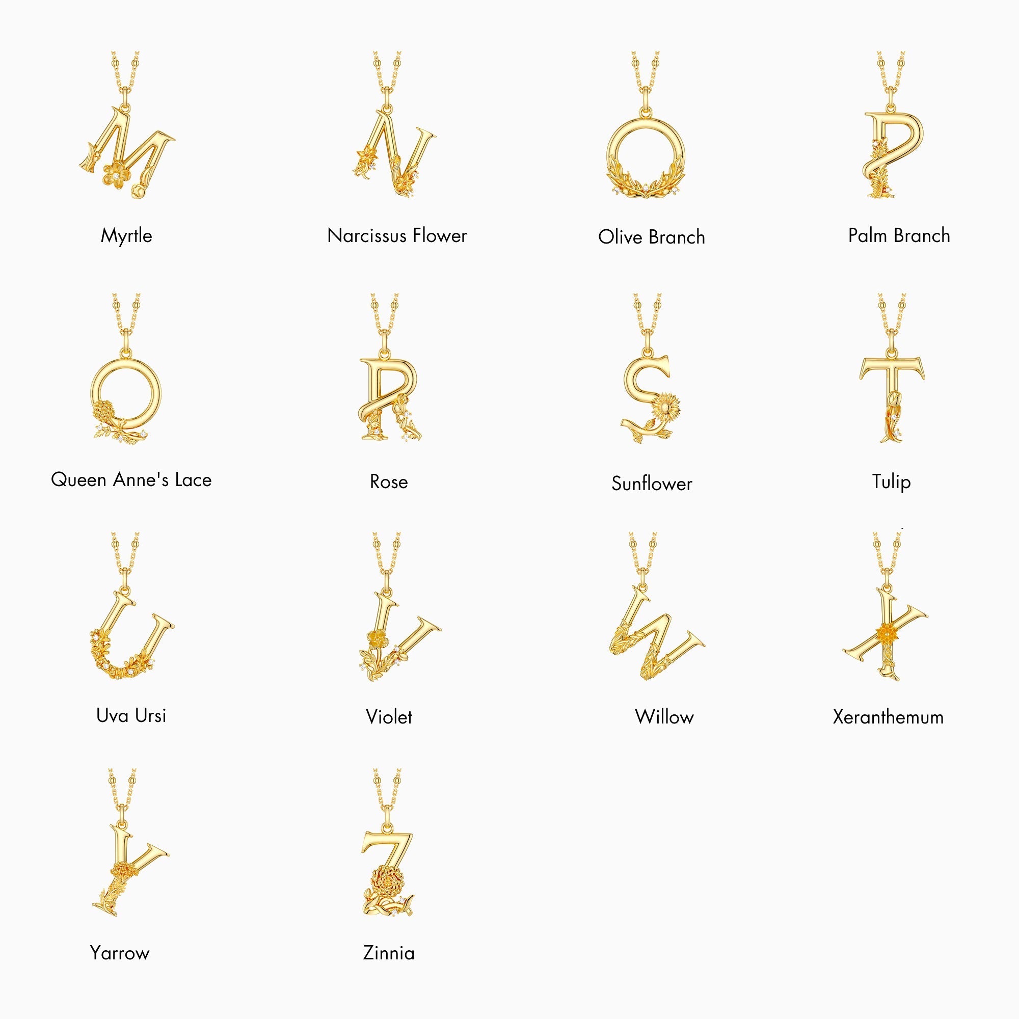 Blossom Letter A-Z Pendant Necklace